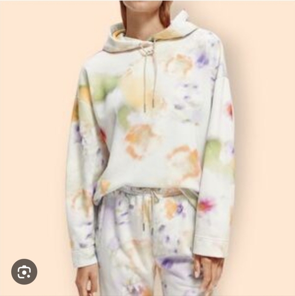 SCOTCH & SODA AMSTERDAM WILDFLOWER TIE-DYE OVERSIZED HOODIE. SIZE SMALL. - Picture 1 of 11